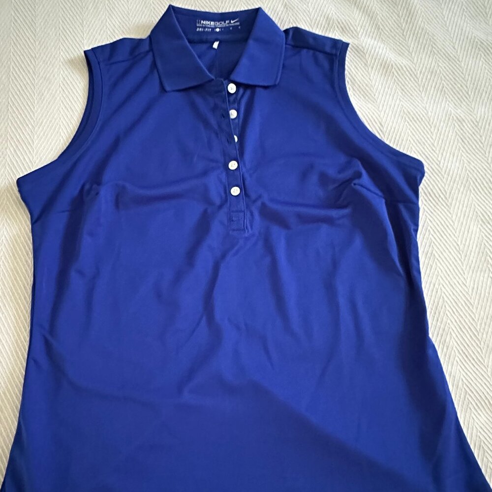 Nike Dri-FIT Blue Sleeveless Golf Polo, Women's Large